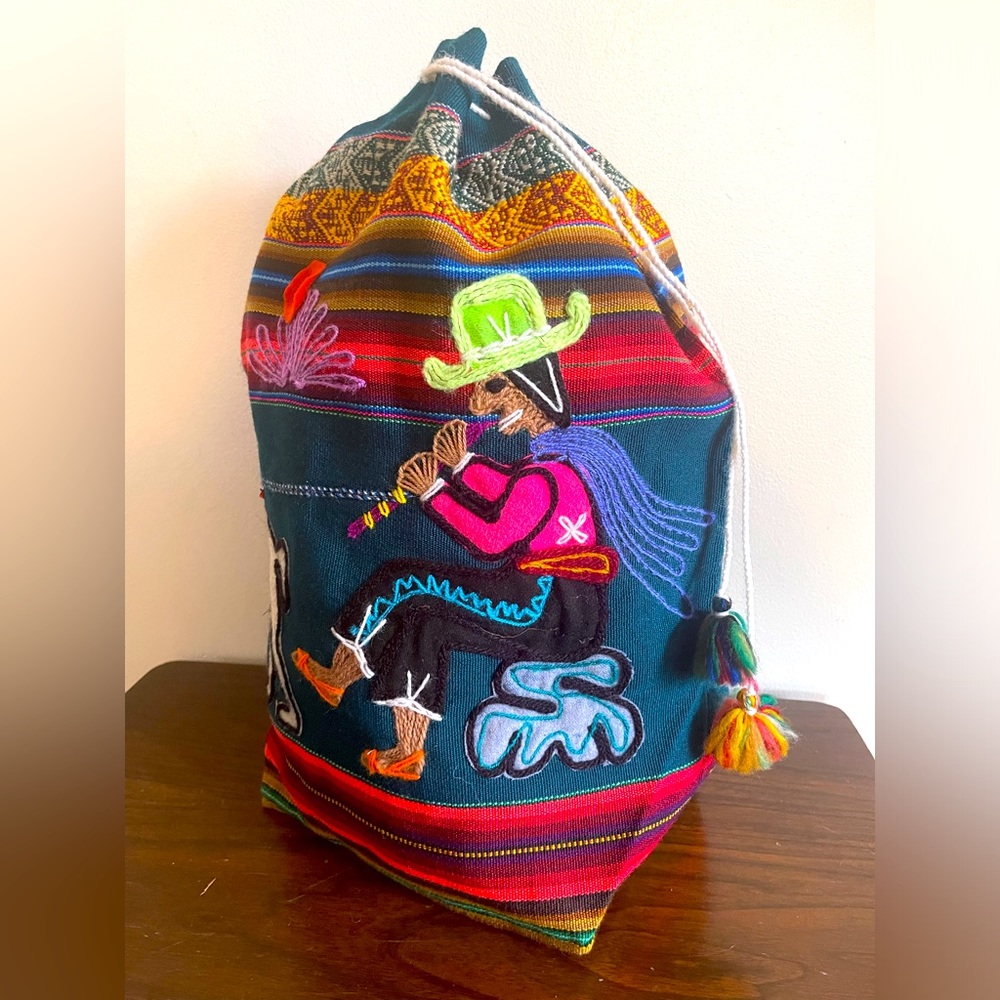 Handmade drawstring backpack tote. Perfect condition